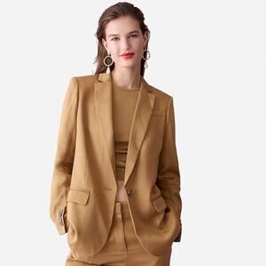 J. Crew Alfie‎ Gramercy twill Blazer Long Four Sleeve Button Size 2